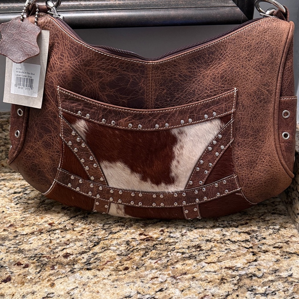 Rustic Brown and White Women's Shoulder Bag